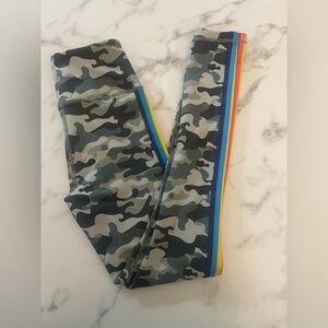 🧘‍♀️ Spiritual Gangster Camo Rainbow Stripe High Waist Yoga Pants XS